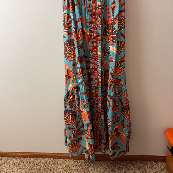 NWT!! Farm Rio x Anthropologie Size L Square-Neck Midi Dress - Picture 9 of 9